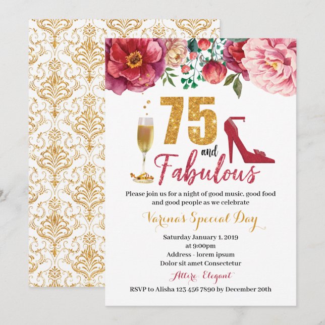 75 et fabuleuse invitation d'anniversaire pour les (Devant / Derrière)