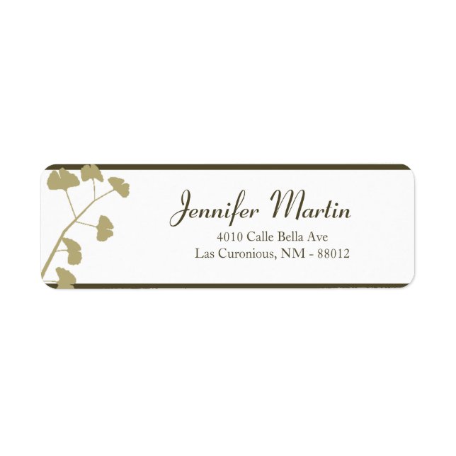 .75"x2.25" Adresse de retour Feuilles de Ginkgo bl (Devant)