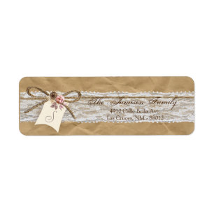 .75"x2.25" Adresse de retour Kraft papier dentelle