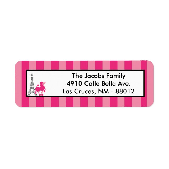 .75"x2.25" Adresse de retour Label Pink Poodle Par (Devant)