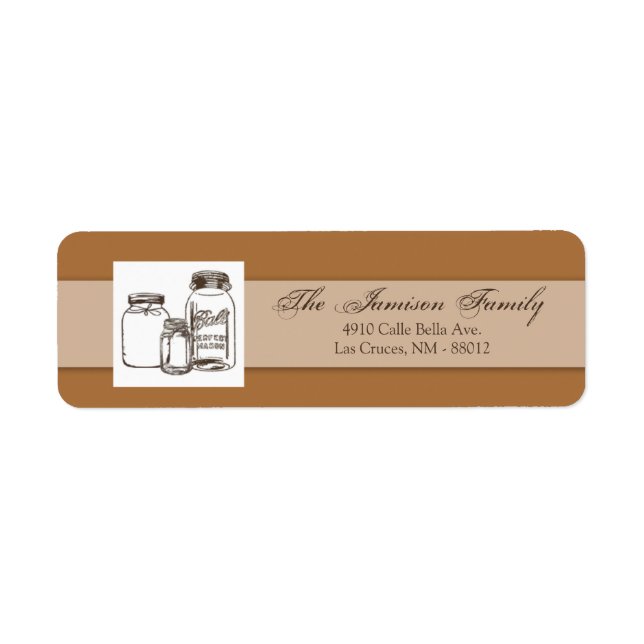 .75"x2.25" Adresse de retour Mason Jar Pays Rustiq (Devant)