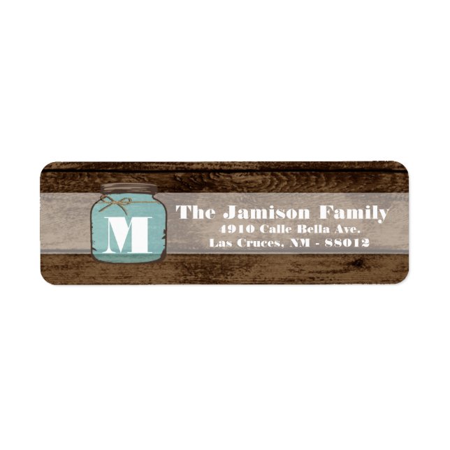 .75"x2.25" Adresse de retour Mason Jar Wood Countr (Devant)