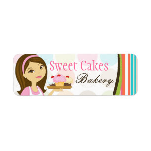 .75"x2.25" Bakery Brunette Baker Product Tag Label