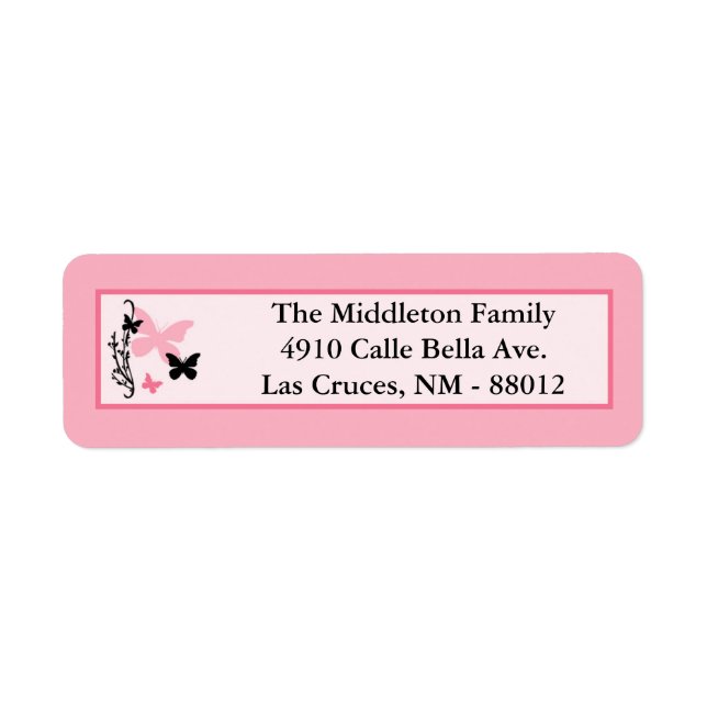 .75"x2.25" Butterfly Zebra Return Address Label (Front)