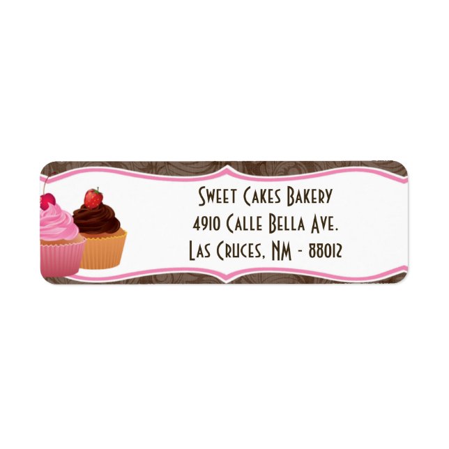 .75"x2.25" Cup Cakes Bakery Return Address Label (Front)