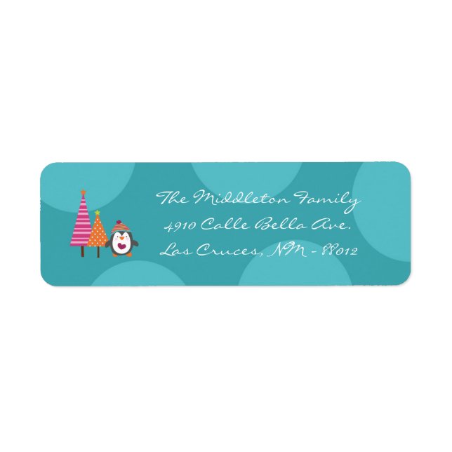 .75"x2.25" Modern Penguin Tree Return Label (Front)