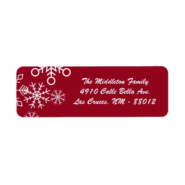 .75"x2.25" Red XMAS Snowflake Return Address (Front)