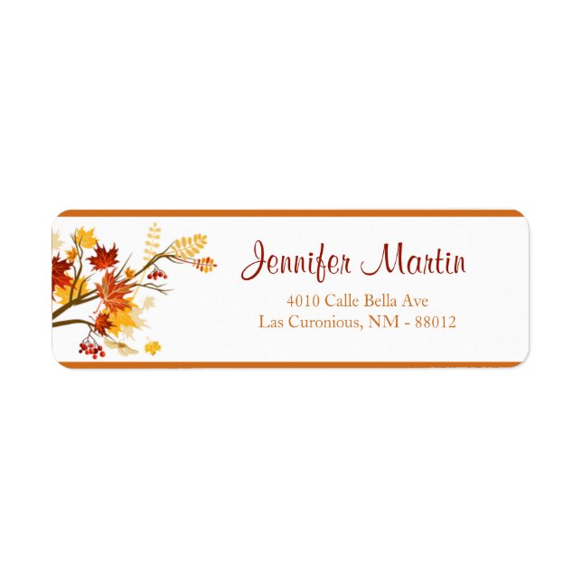 .75"x2.25" Return Address Autumn Branch Leaves (Front)