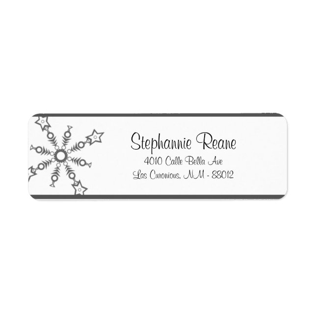 .75"x2.25" Return Address Grey Snowflakes (Front)
