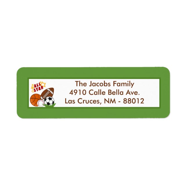.75"x2.25" Return Address Label All-Star Green (Front)