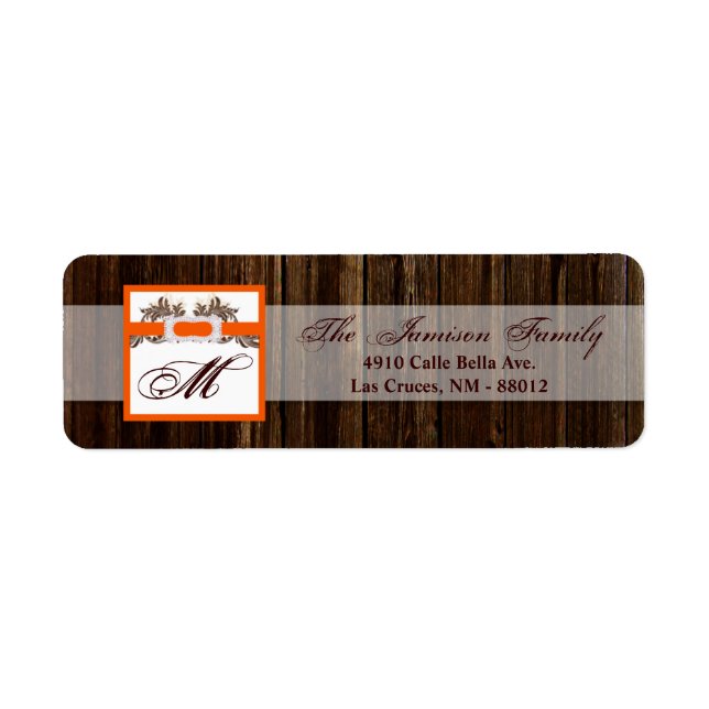 .75"x2.25" Return Address Label Barn Wood Diamond (Front)