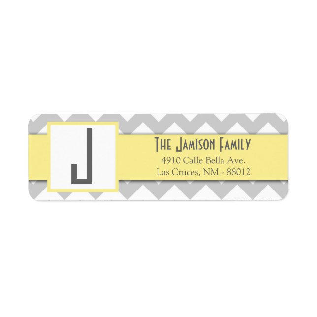 .75"x2.25" Return Address Label Chevron Stripe Gra (Front)