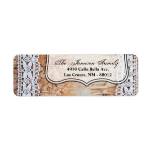 .75"x2.25" Return Address Label Dark Wood Lace Tri