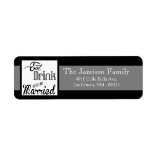 .75"x2.25" Return Address Label Eat Drink Married