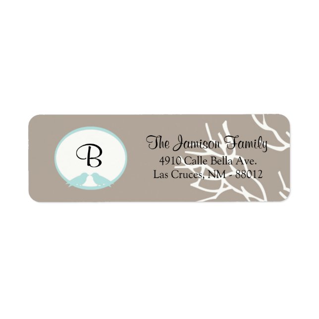 .75"x2.25" Return Address Label Grey Tree & Birds (Front)