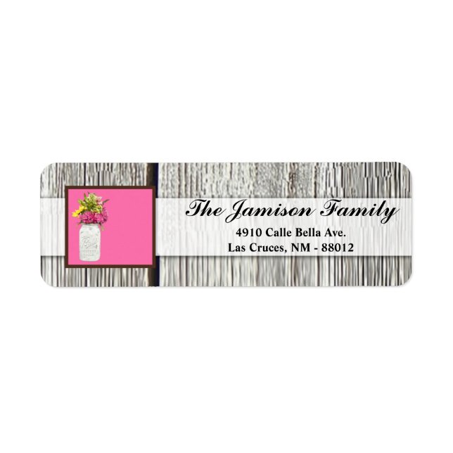 .75"x2.25" Return Address Label Mason Jar Flowers (Front)