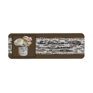 .75"x2.25" Return Address Label Mason Jar Roses