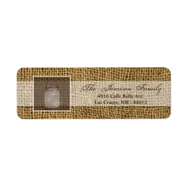 .75"x2.25" Return Address Label Mason Jar String (Front)