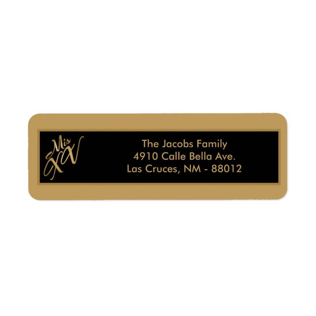 .75"x2.25" Return Address Label Mis XV Gold (Front)