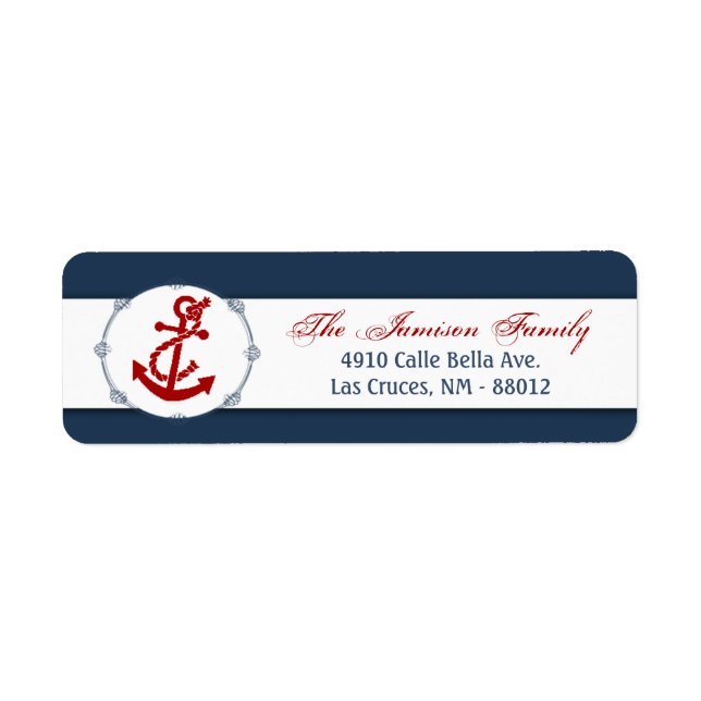 .75"x2.25" Return Address Label Navy Nautical Knot (Front)