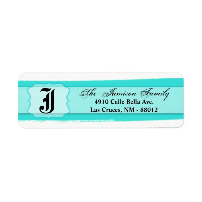 .75"x2.25" Return Address Label Ombre Stripe Teal (Front)