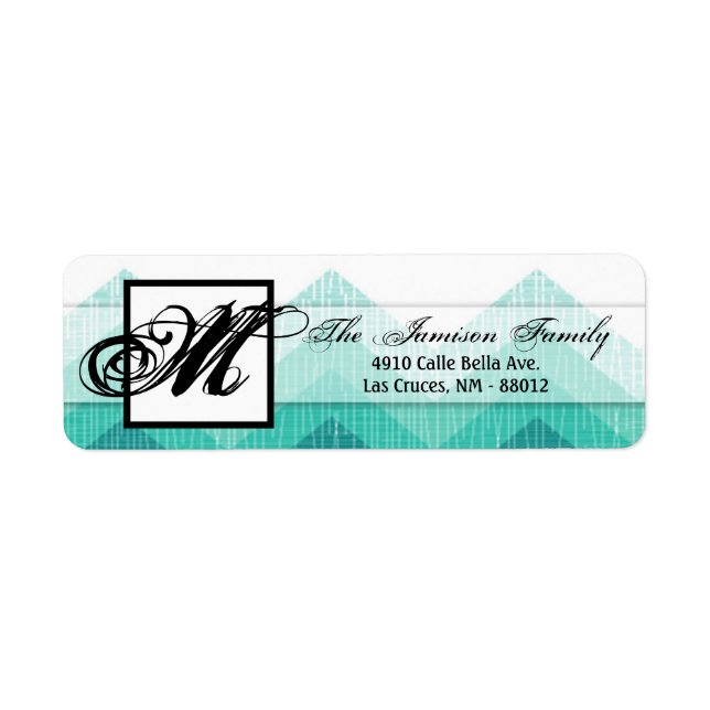 .75"x2.25" Return Address Label Ombre Teal Chevron (Front)