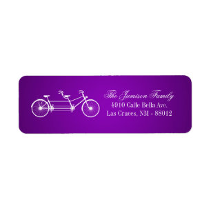 .75"x2.25" Return Address Label Purple Double Bike