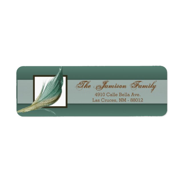 .75"x2.25" Return Address Label Quail Feather (Front)