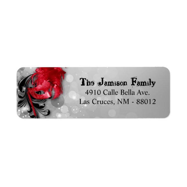 .75"x2.25" Return Address Label Red Masquerade (Front)