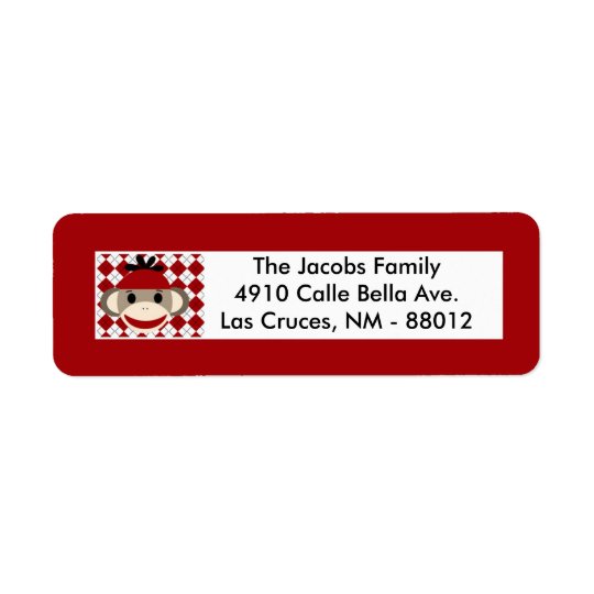 .75"x2.25" Return Address Label Red Sock Monkey