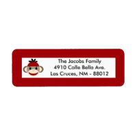 .75"x2.25" Return Address Label Red Sock Monkey