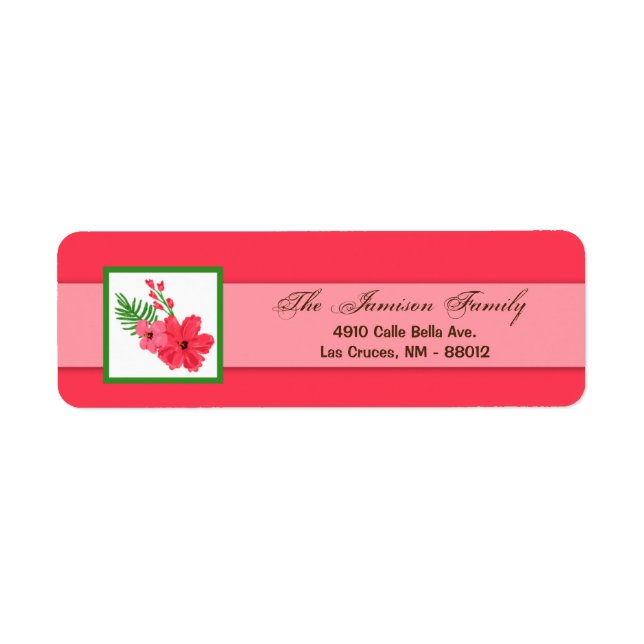 .75"x2.25" Return Address Label Spring Hibiscus (Front)