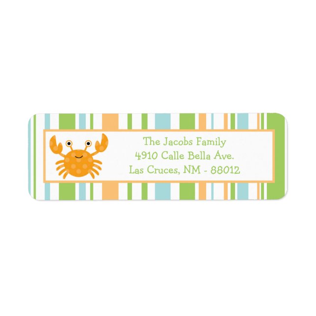 .75"x2.25" Return Address Label Striped Ocean Sea (Front)