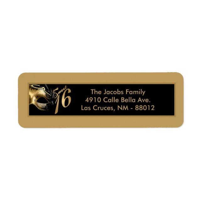 .75"x2.25" Return Address Label Sweet 16 Gold (Front)