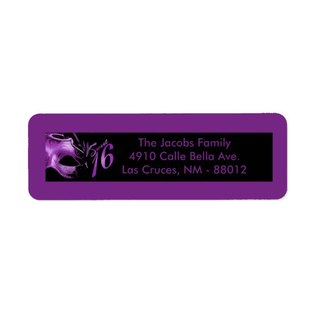 .75"x2.25" Return Address Label Sweet 16 Purple (Front)