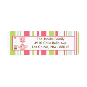.75"x2.25" Return Address Label Tea Party Pink