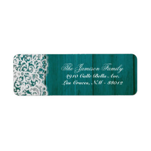 .75"x2.25" Return Address Label Teal Wood