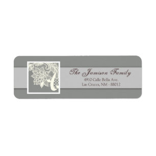 .75"x2.25" Return Address Label Vintage Lace Grey