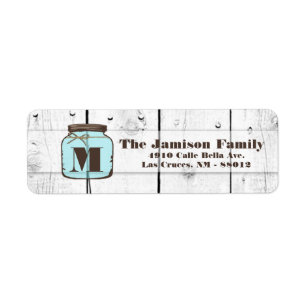 .75"x2.25" Return Address Mason Jar Wood Country