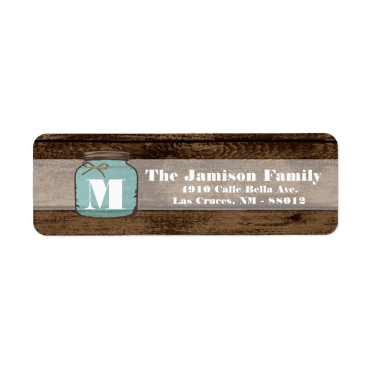 .75"x2.25" Return Address Mason Jar Wood Country Return Address Label