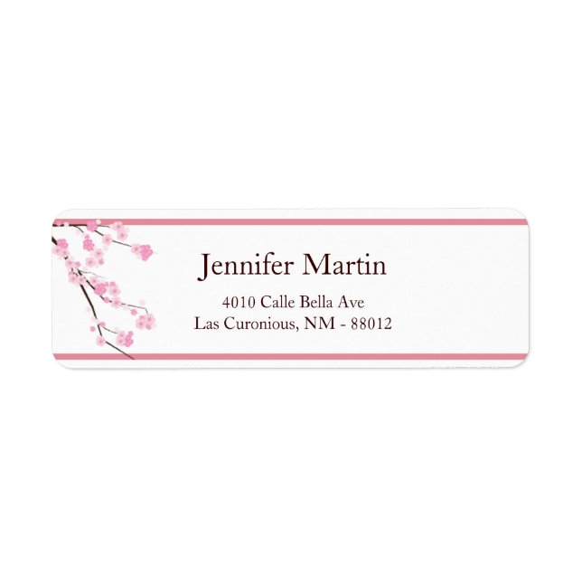 .75"x2.25" Return Address Pink Cherry Blossom (Front)