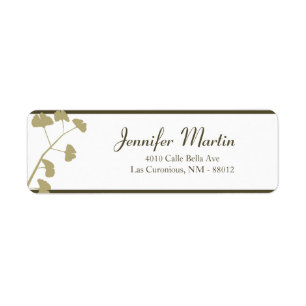 .75"x2.25" Return Address White Ginkgo Leaves