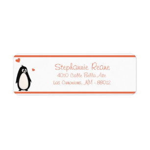 .75" x 2,25" amour/coeurs de pingouin d'adresse de
