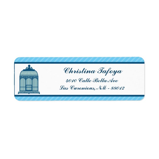 .75" x 2.25" Return Address Birdcage/Blue Stripes (Front)