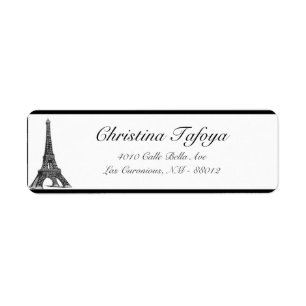 .75" x 2.25" Return Address Black Eiffel Tower