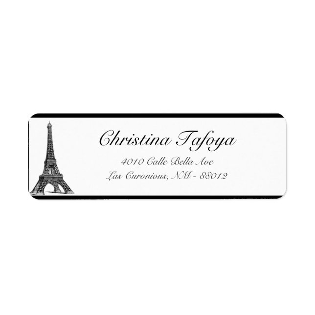 .75" x 2.25" Return Address Black Eiffel Tower (Front)