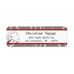 .75" x 2.25" Return Address Crimson Red Grey Bg Wh