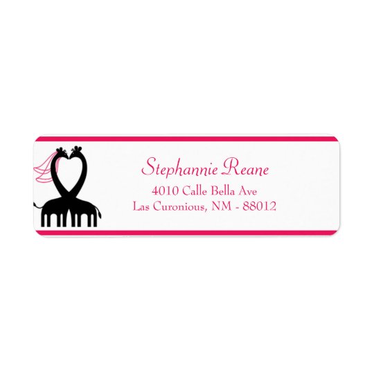 .75" x 2.25" Return Address Hot Pink/Black Giraffe Return Address Label