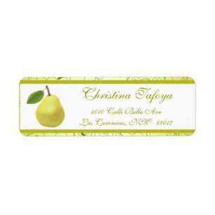 .75" x 2.25" Return Address Lime Green Pear Swirls