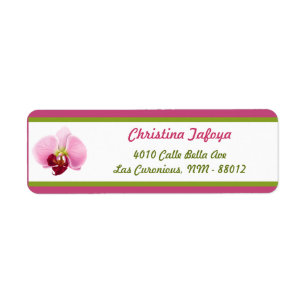 .75" x 2.25" Return Address Pink Orchid Long Stem